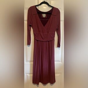 Maeve Mauve Wrap-Style Midi Dress